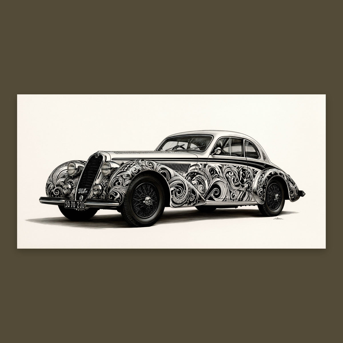 Vintage Car in Filigree – Art Deco Wall Art