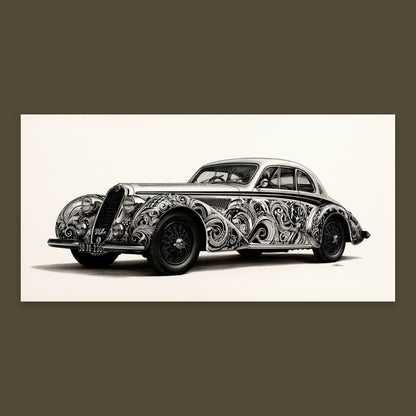 Vintage Car in Filigree flat lay