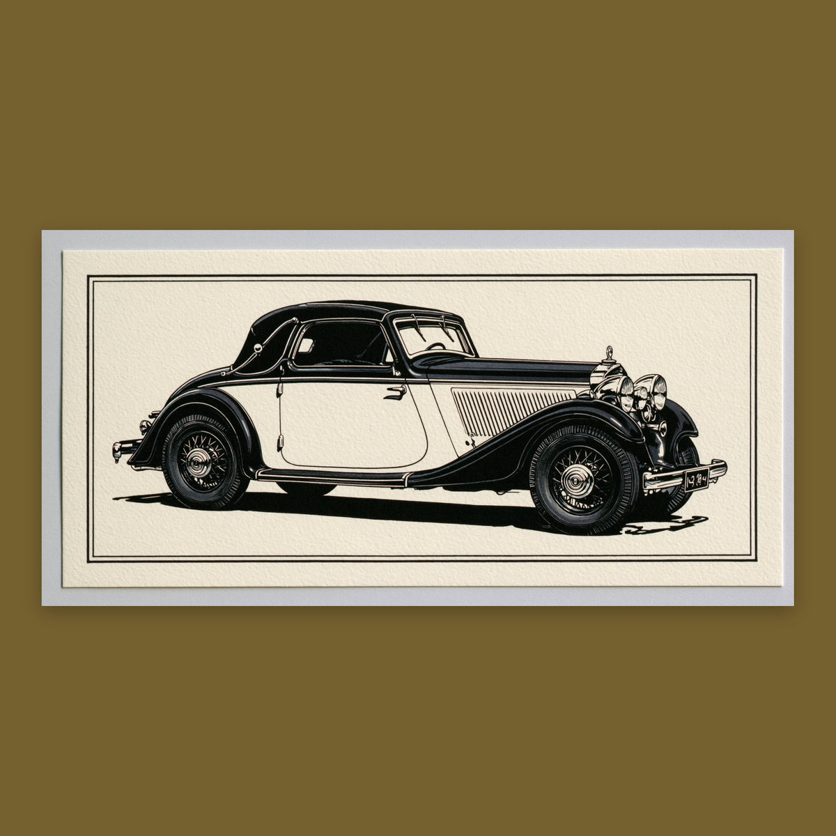 Vintage Coupe Sketch flat lay