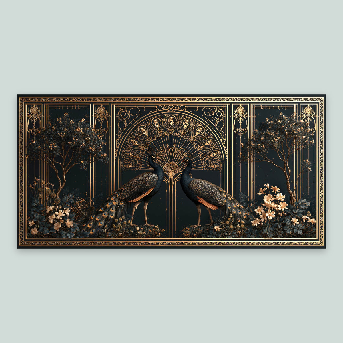 Golden Peacock Motif flat lay