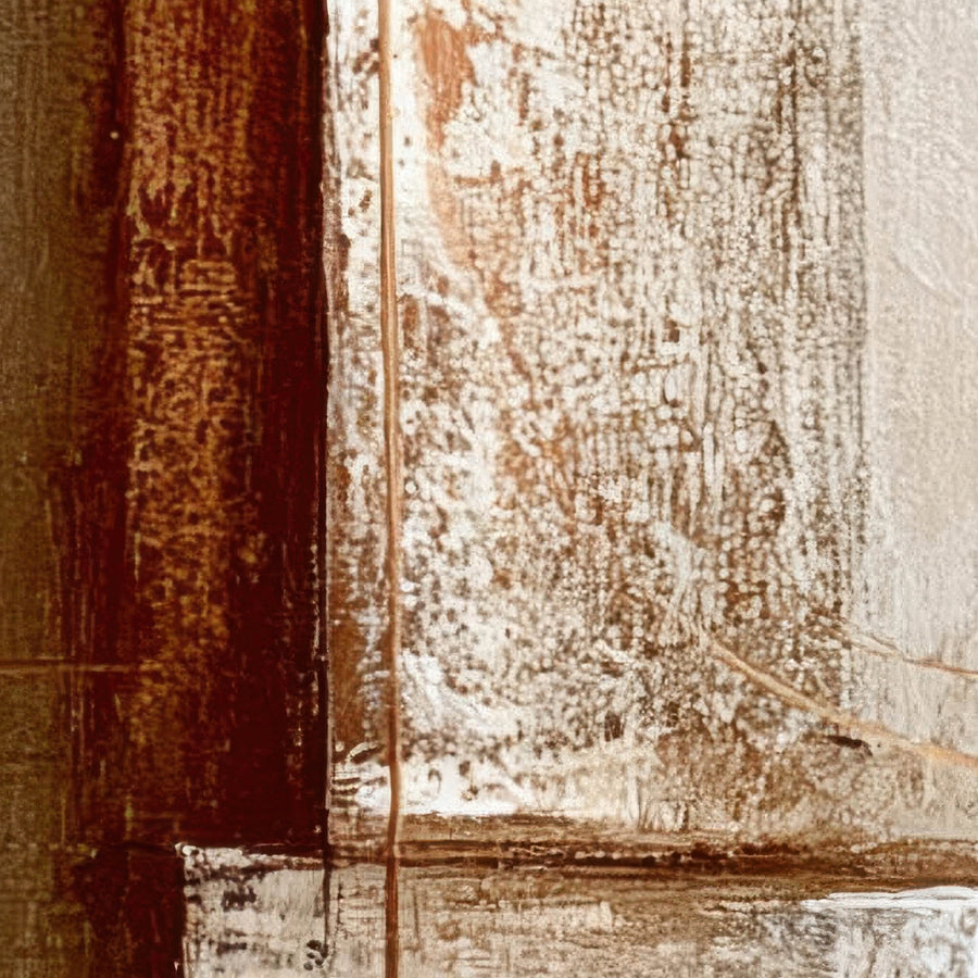 Rust Column and White Slab Abstract – Earthy Abstract Wall Art
