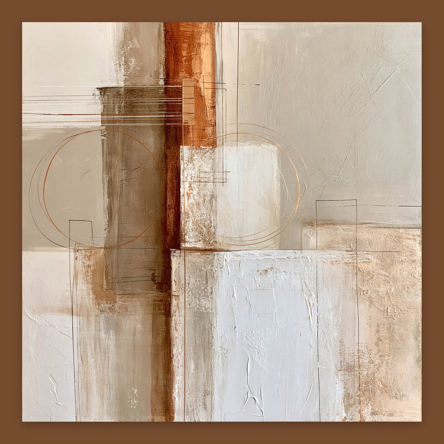 Rust Column and White Slab Abstract – Earthy Abstract Wall Art