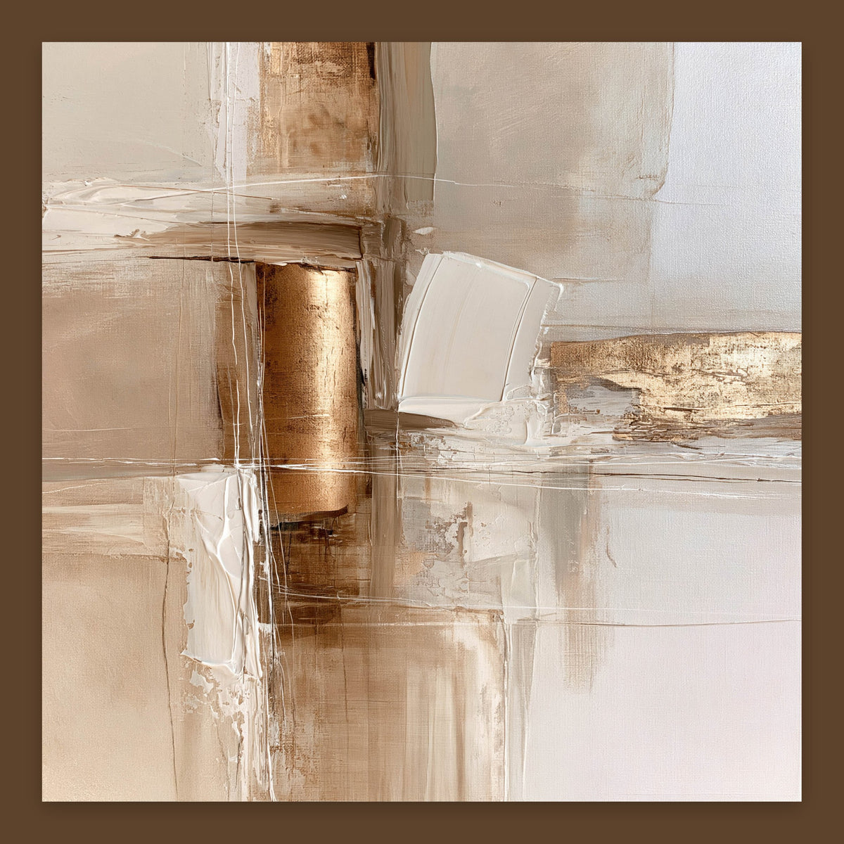 Copper Column and White Fold Abstract – Earthy Abstract Wall Art
