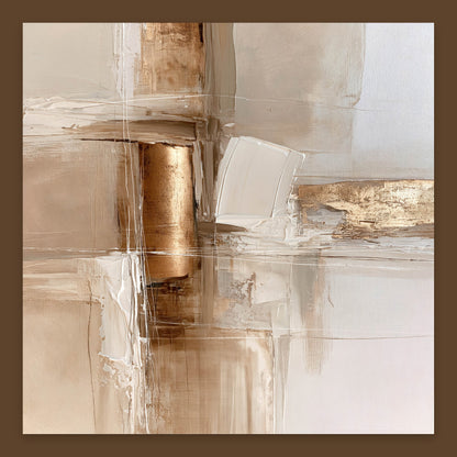 Copper Column and White Fold Abstract flat lay