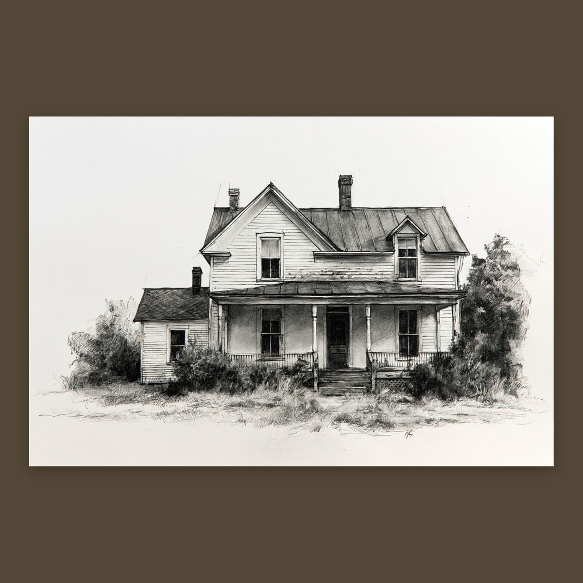 Abandoned Farmhouse Sketch flat lay