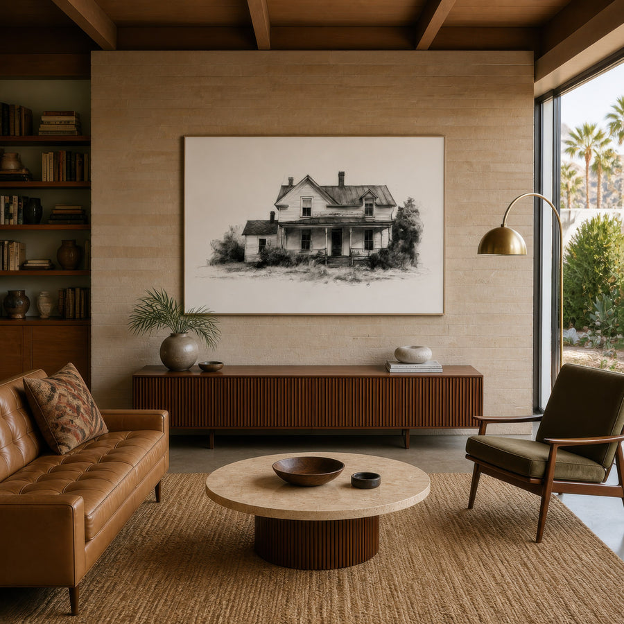 Abandoned Farmhouse Sketch – Farmhouse Wall Art