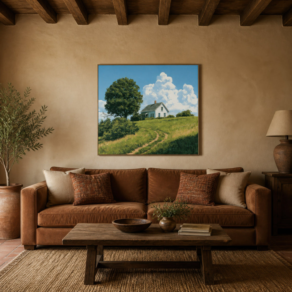 Summer Hilltop Farmhouse – Farmhouse Wall Art