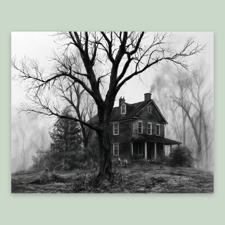 Farmhouse Behind the Ancient Tree – Farmhouse Wall Art