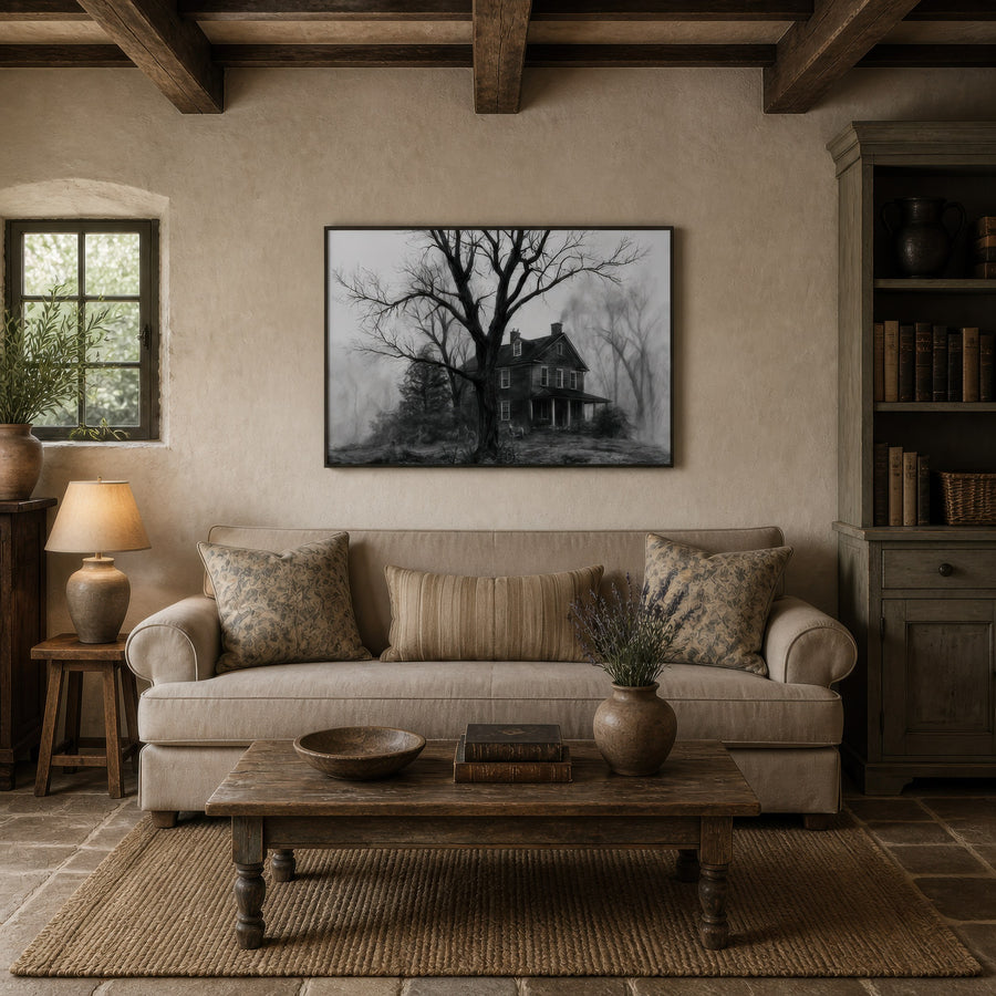 Farmhouse Behind the Ancient Tree – Farmhouse Wall Art