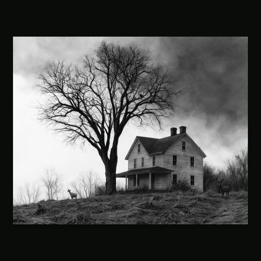Stormy Hilltop Farmhouse – Farmhouse Wall Art