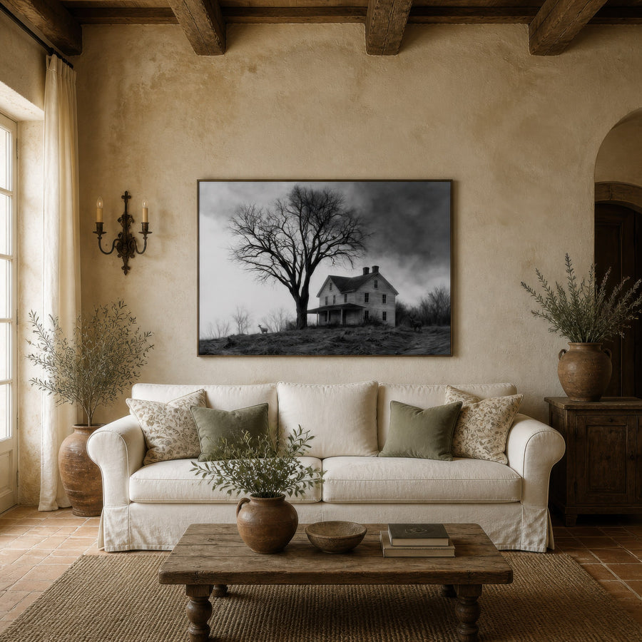 Stormy Hilltop Farmhouse – Farmhouse Wall Art