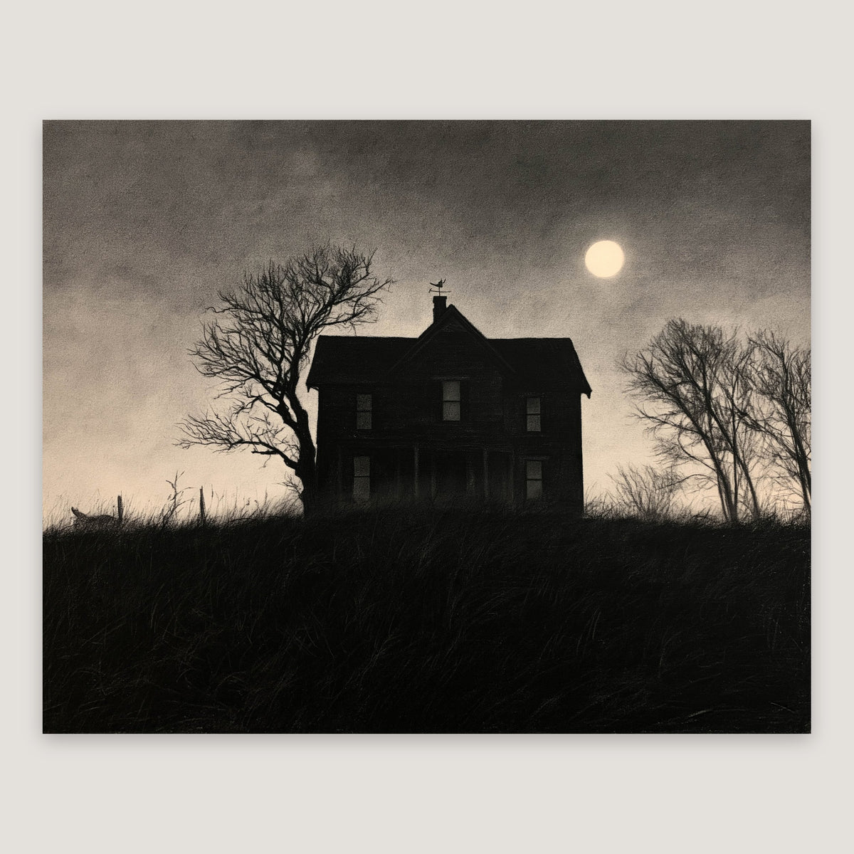 Moonlit Farmhouse Silhouette flat lay