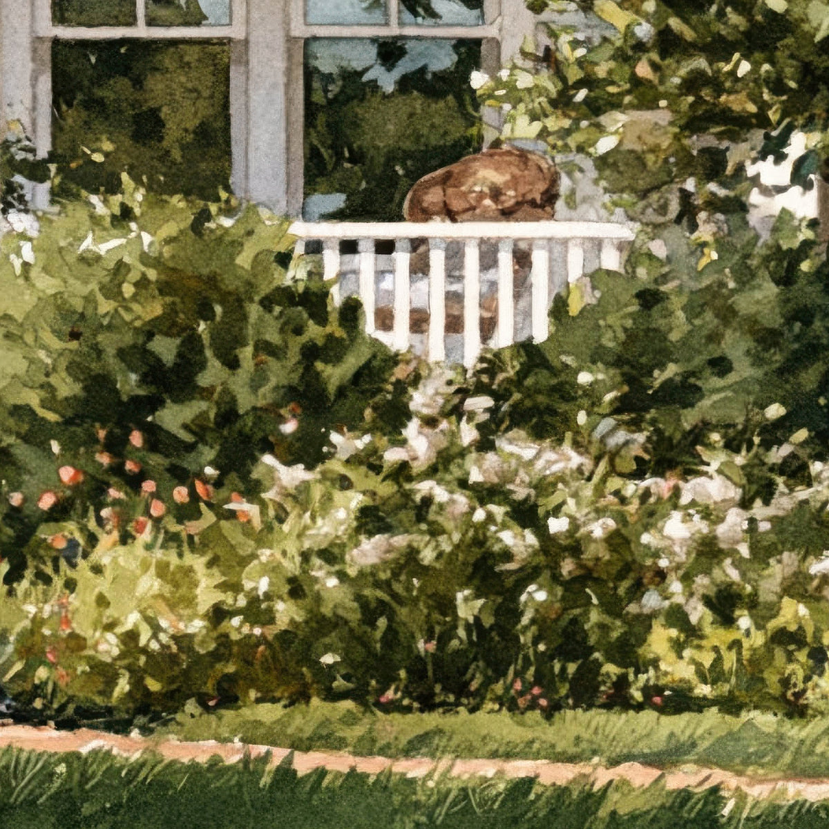 Sunny White Farmhouse close-up detail