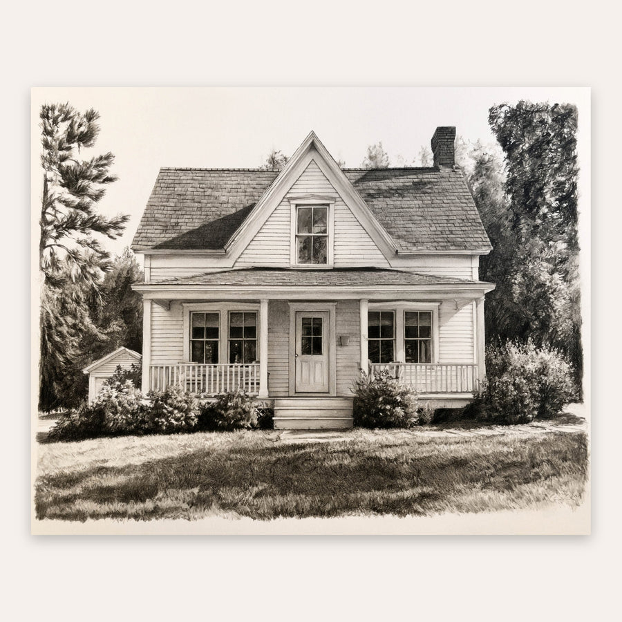 Charcoal Farmhouse Sketch – Farmhouse Wall Art