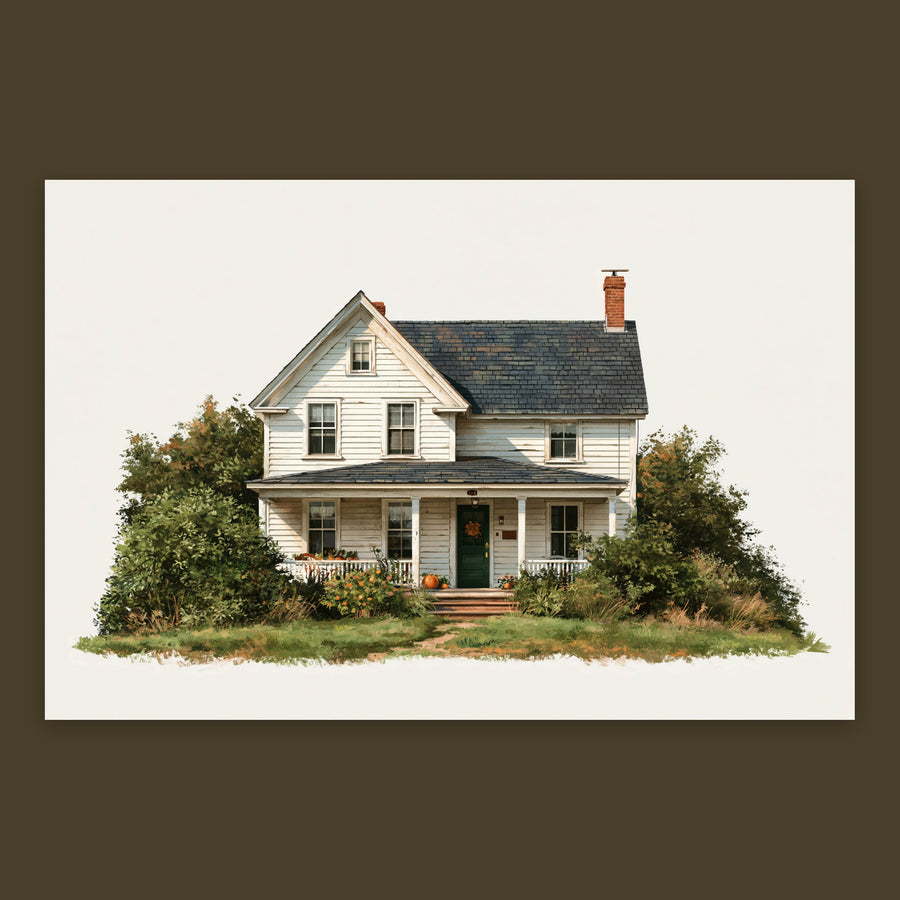 Farmhouse Watercolor Illustration – Farmhouse Wall Art