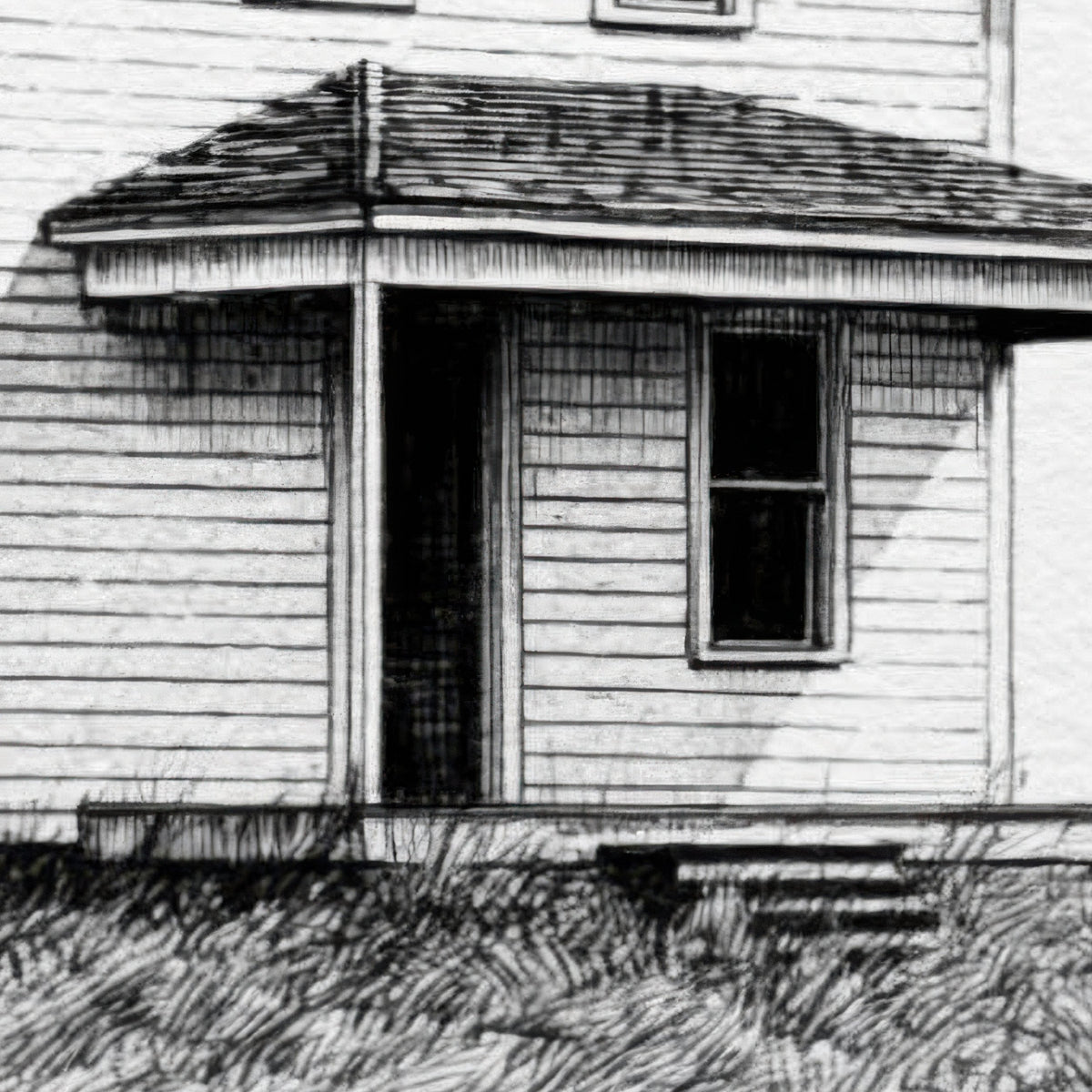 Farmhouse with a Flat-Roofed Porch close-up detail