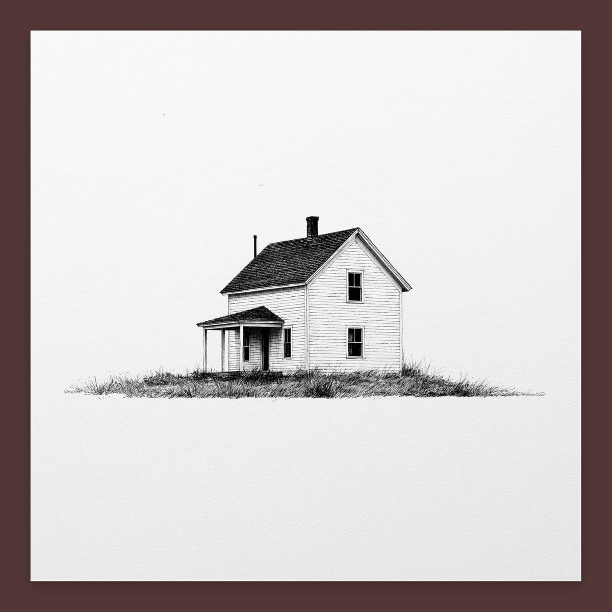 Two-Story Farmhouse with a Corner Porch – Farmhouse Wall Art