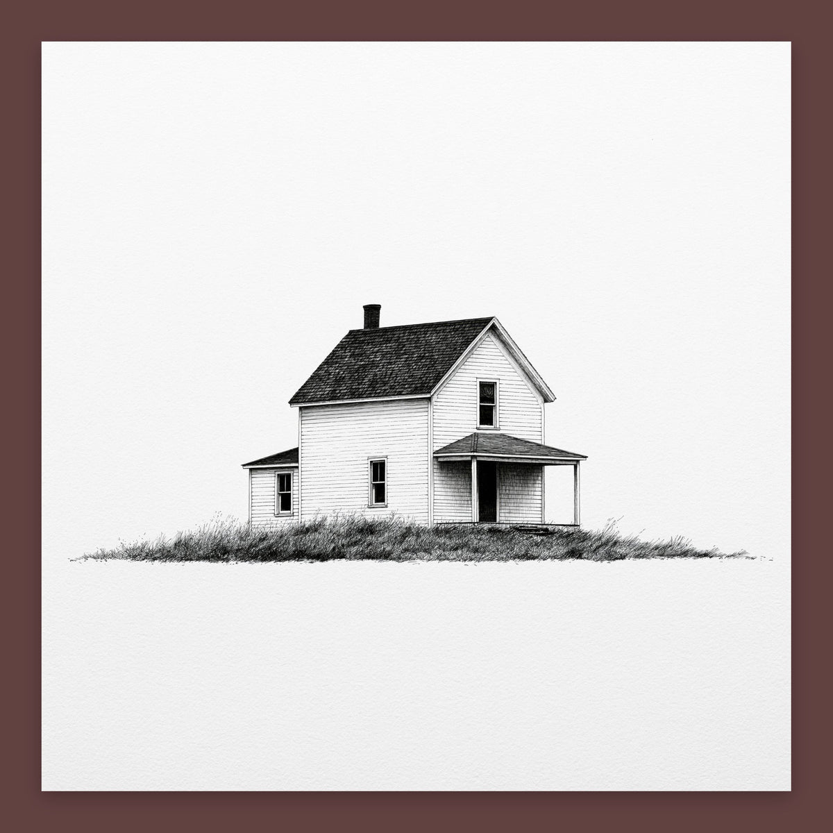 Farmhouse with a Side Wing and Porch – Farmhouse Wall Art