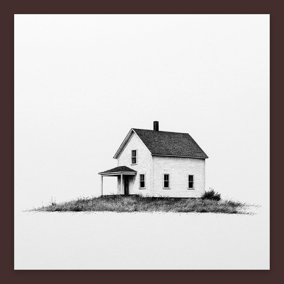 Low Wide Farmhouse with a Porch flat lay