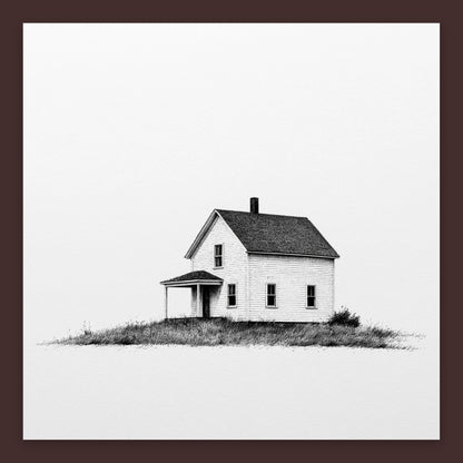Low Wide Farmhouse with a Porch flat lay