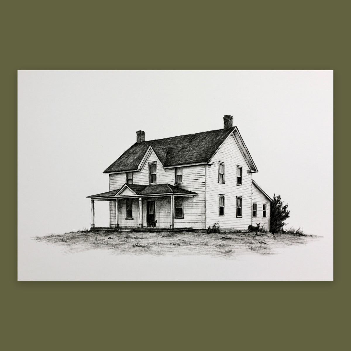 Farmhouse Ink Sketch flat lay