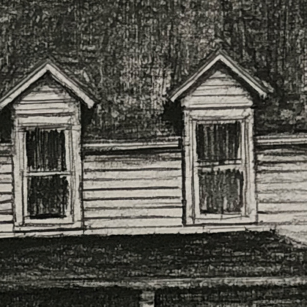Farmhouse in Winter Sketch close-up detail