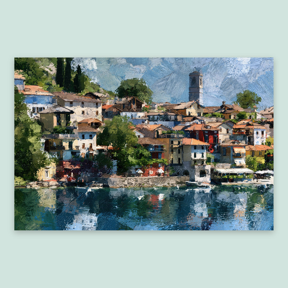 Lakeside Village with Bell Tower flat lay