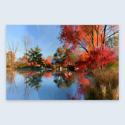 Autumn Lake Reflection flat lay