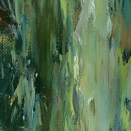 Shaded Willow Pond in Deep Green close-up detail