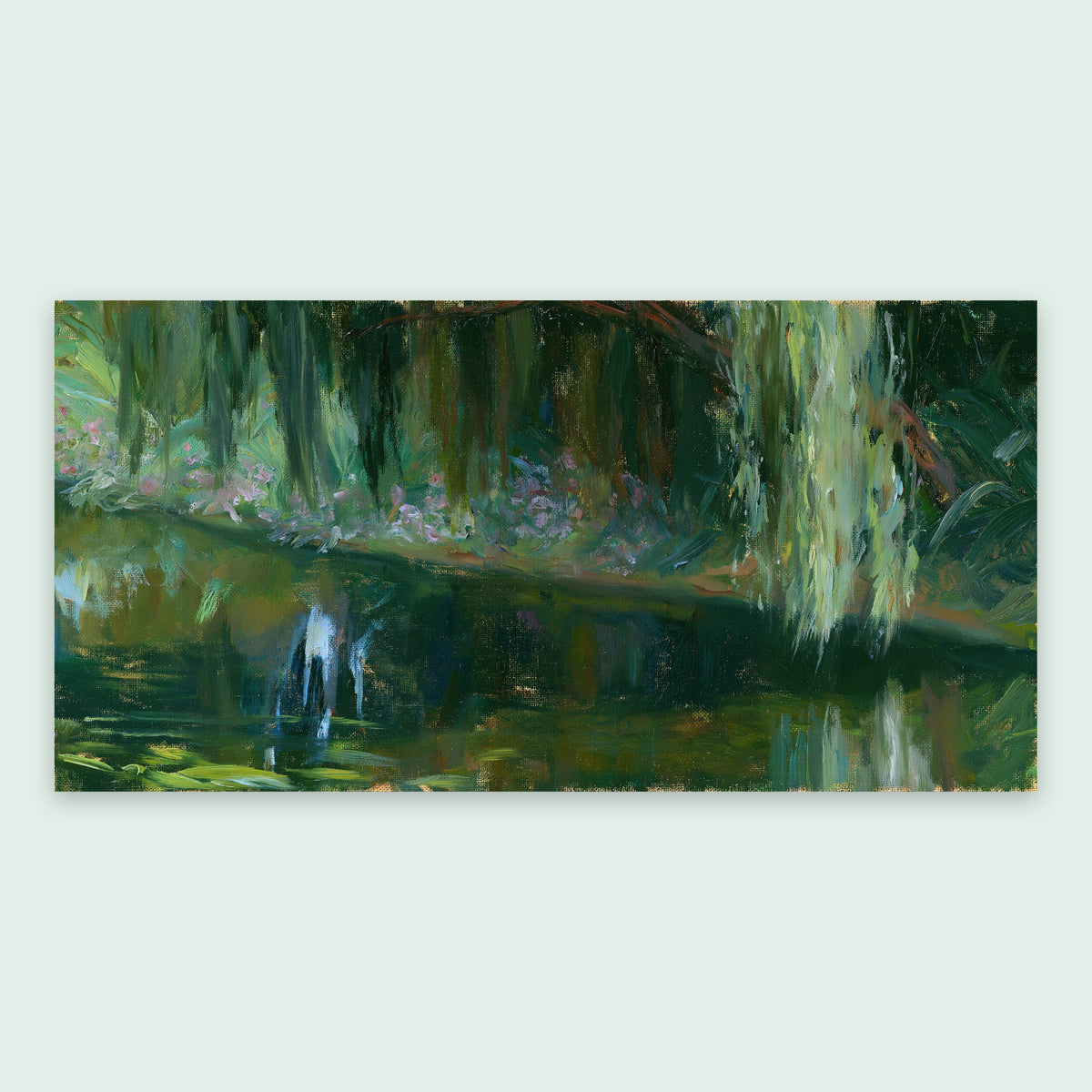 Shaded Willow Pond in Deep Green flat lay