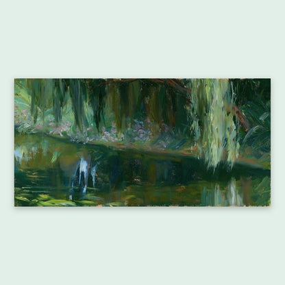 Shaded Willow Pond in Deep Green flat lay