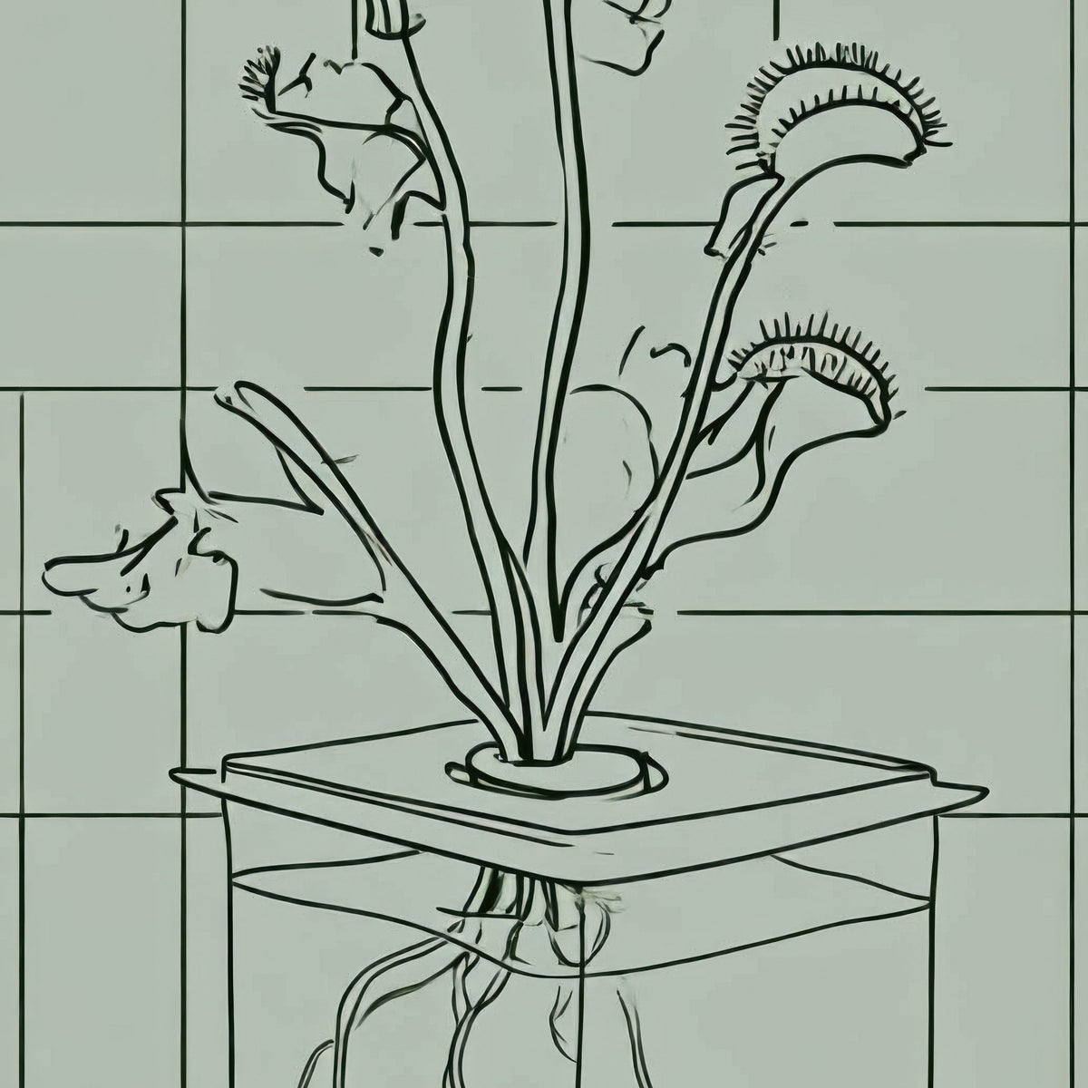 Botanical Grid Illustration close-up detail