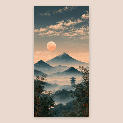 Misty Mount Fuji Landscape flat lay