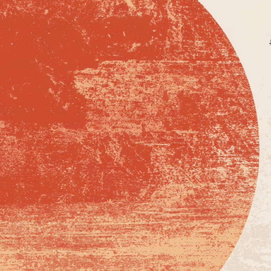 Ceramic Vessels and Red Sun – Japandi Wall Art