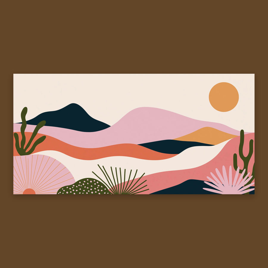 Coral Desert Mountain Sunset – Landscape Wall Art