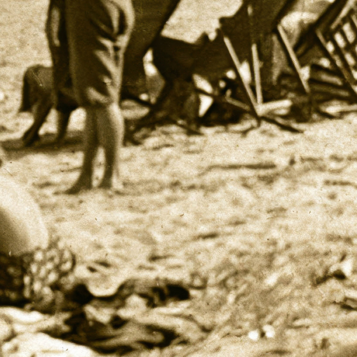 Vintage Style Sepia Beach Scene close-up detail