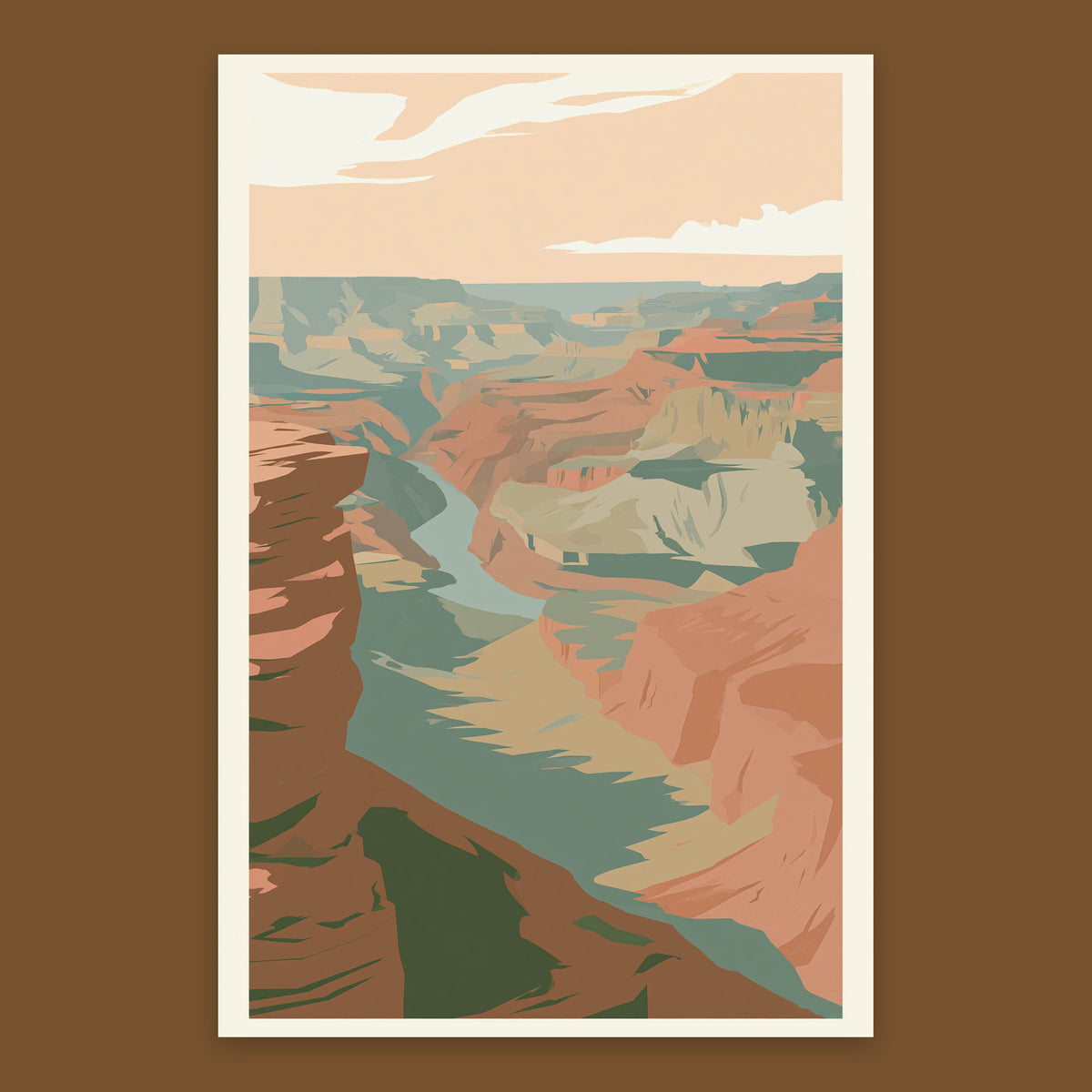 Golden Canyon Abstract Illustration – Landscape Wall Art