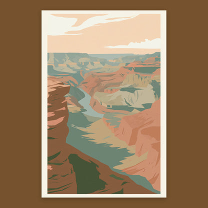 Golden Canyon Abstract Illustration flat lay