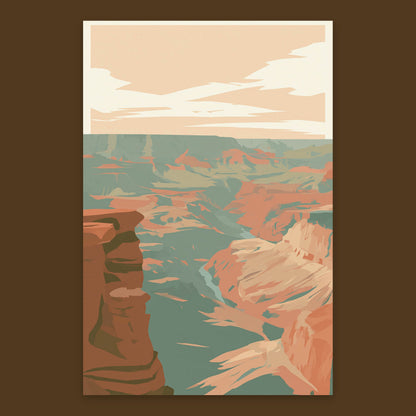Dark Red Canyon Wall Illustration flat lay