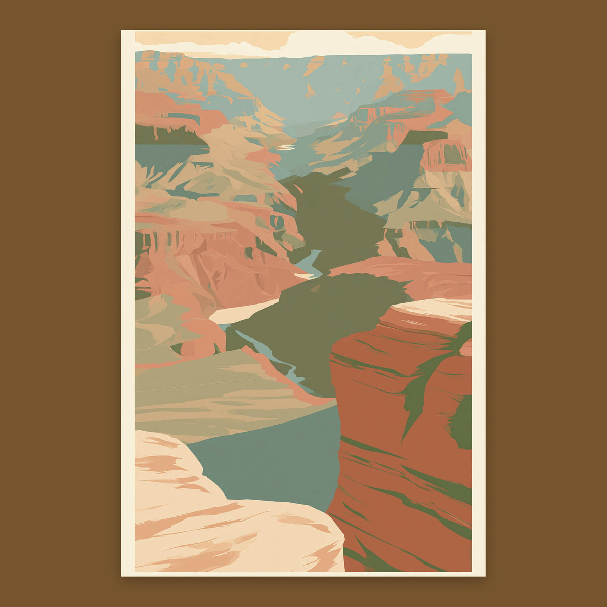 Canyon Rim Ledge Retro Poster flat lay