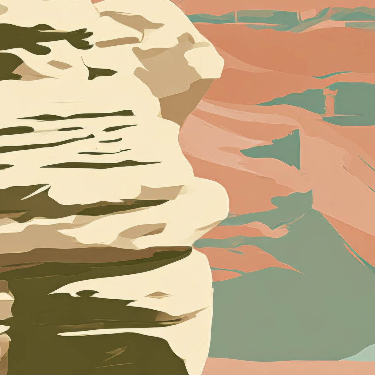 Cream Limestone Canyon Pillar Poster close-up detail