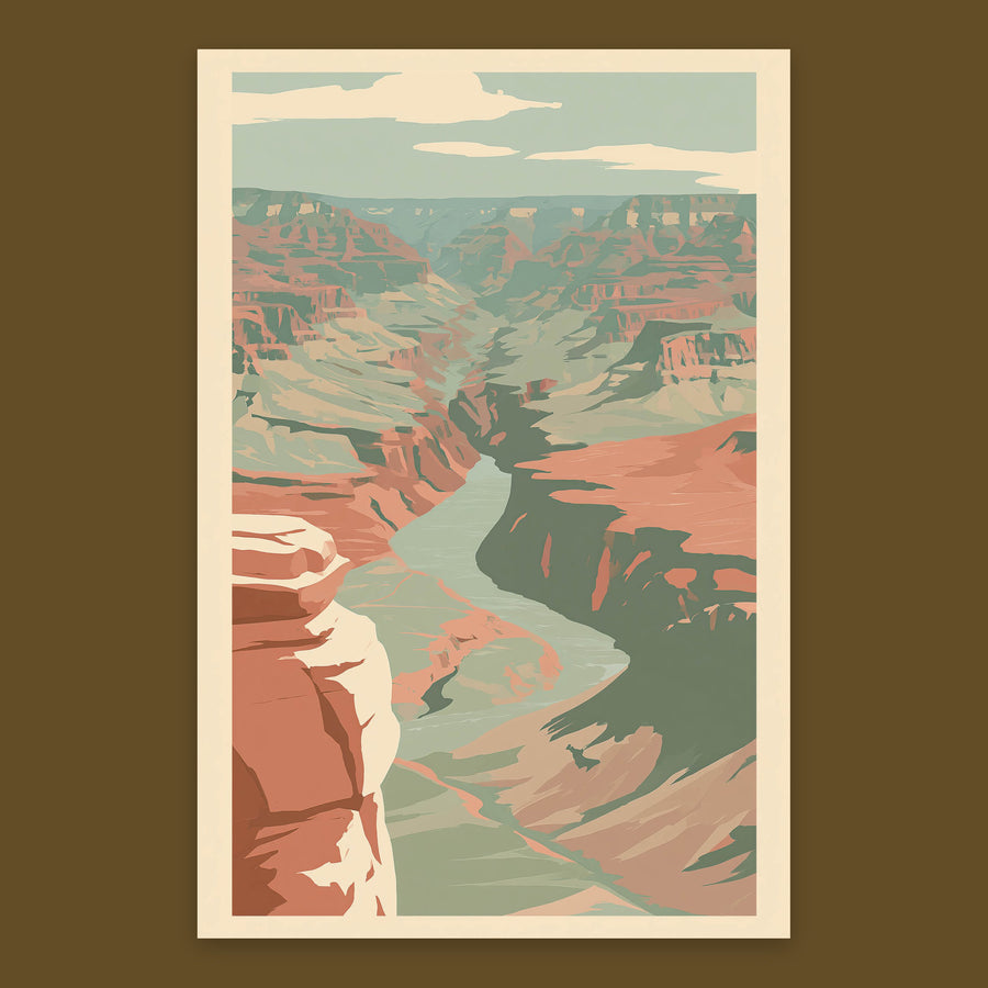 Winding River in a Shadowed Canyon – Landscape Wall Art