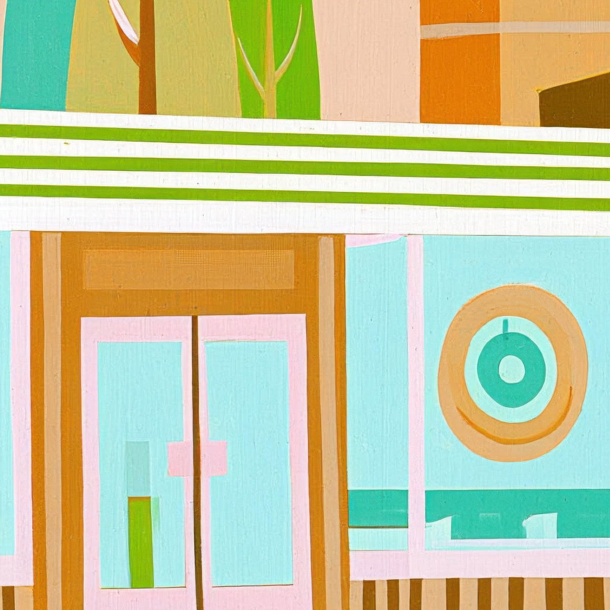 Retro Main Street in Warm Sand Tones close-up detail