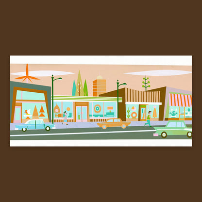 Retro Main Street in Warm Sand Tones flat lay