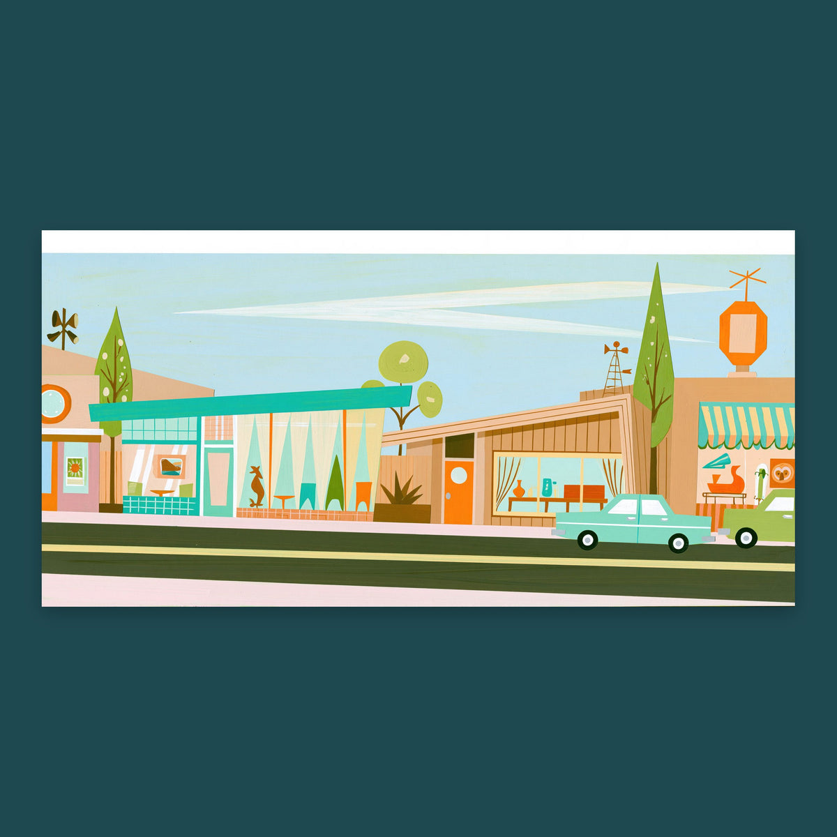 Retro Shopfront with a Teal Canopy flat lay