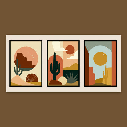 Desert Sun Abstract Triptych flat lay