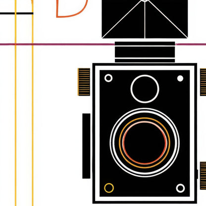 Vintage Gadgets and Circles Illustration close-up detail
