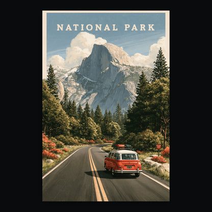 Half Dome Vintage Travel Poster flat lay