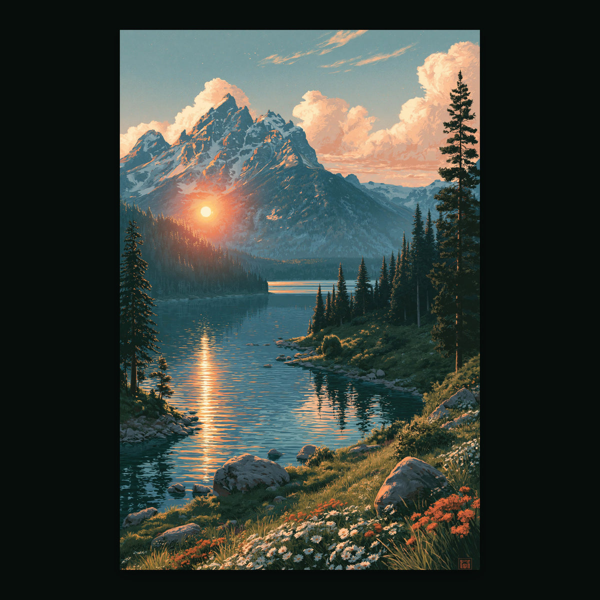 Mountain Lake at Sunset – National Park Wall Art