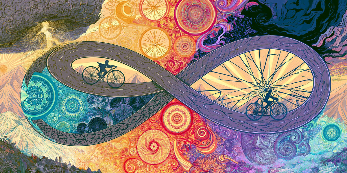Wheels Within Wheels wall art print staged in a room